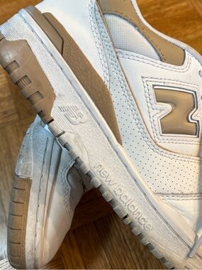 New Balance 550 White and Tan Sneakers